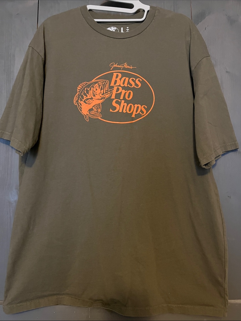 Bass Pro Shops Olive T-Shirt with Orange Logo